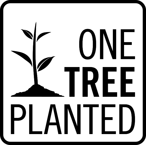A logo of the company 'One Tree Planted' in black and white with a tree sapling. 