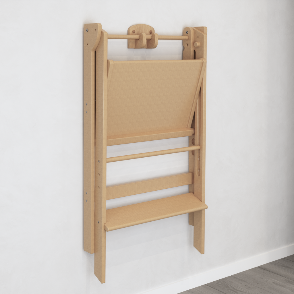 A double wide kitchen helper mounted and suspended in the air using our hook and store wall mount. 