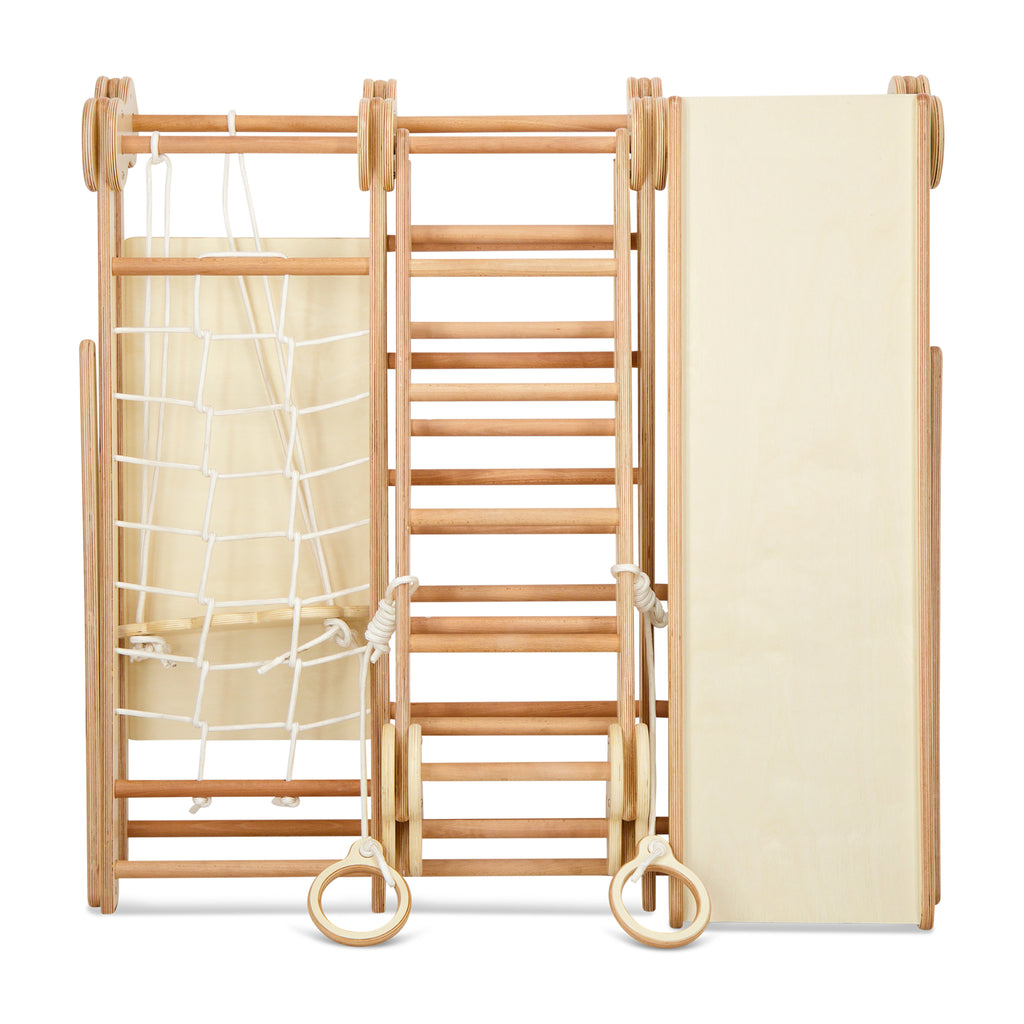 A picture of the kids indoor climbing gym folded flat. 