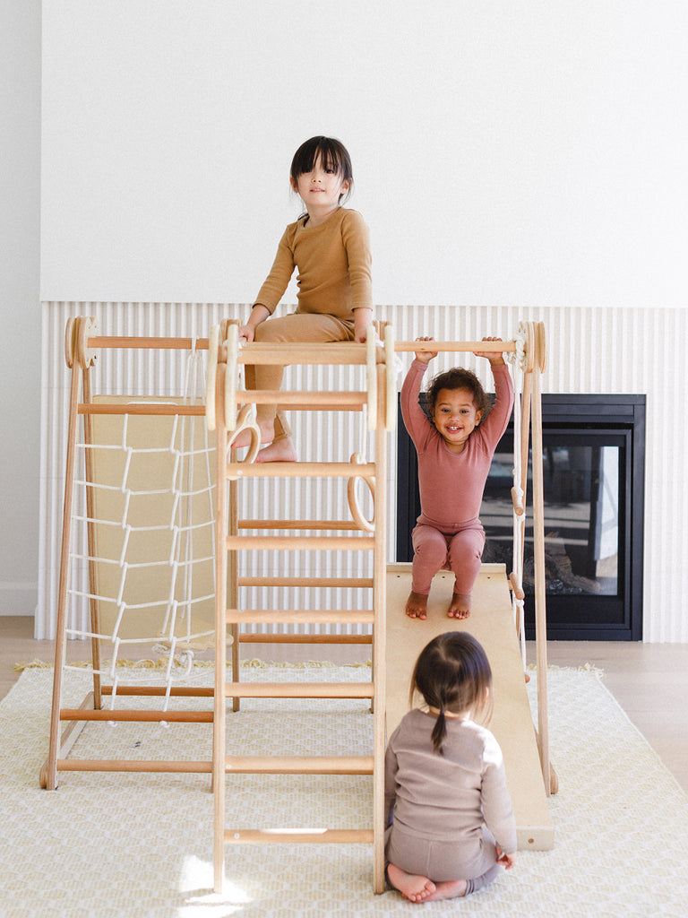 kids playing in the jungle gym