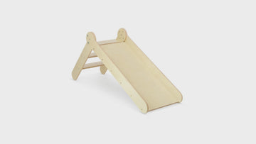 2-in-1 wooden slide and easel GIF