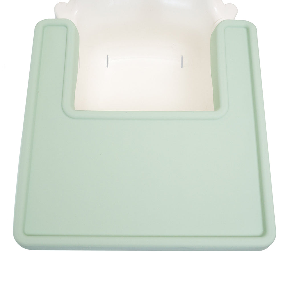 IKEA Antilop HighChair Full Coverage Placemat Cover in Mint Green style on a white highchair