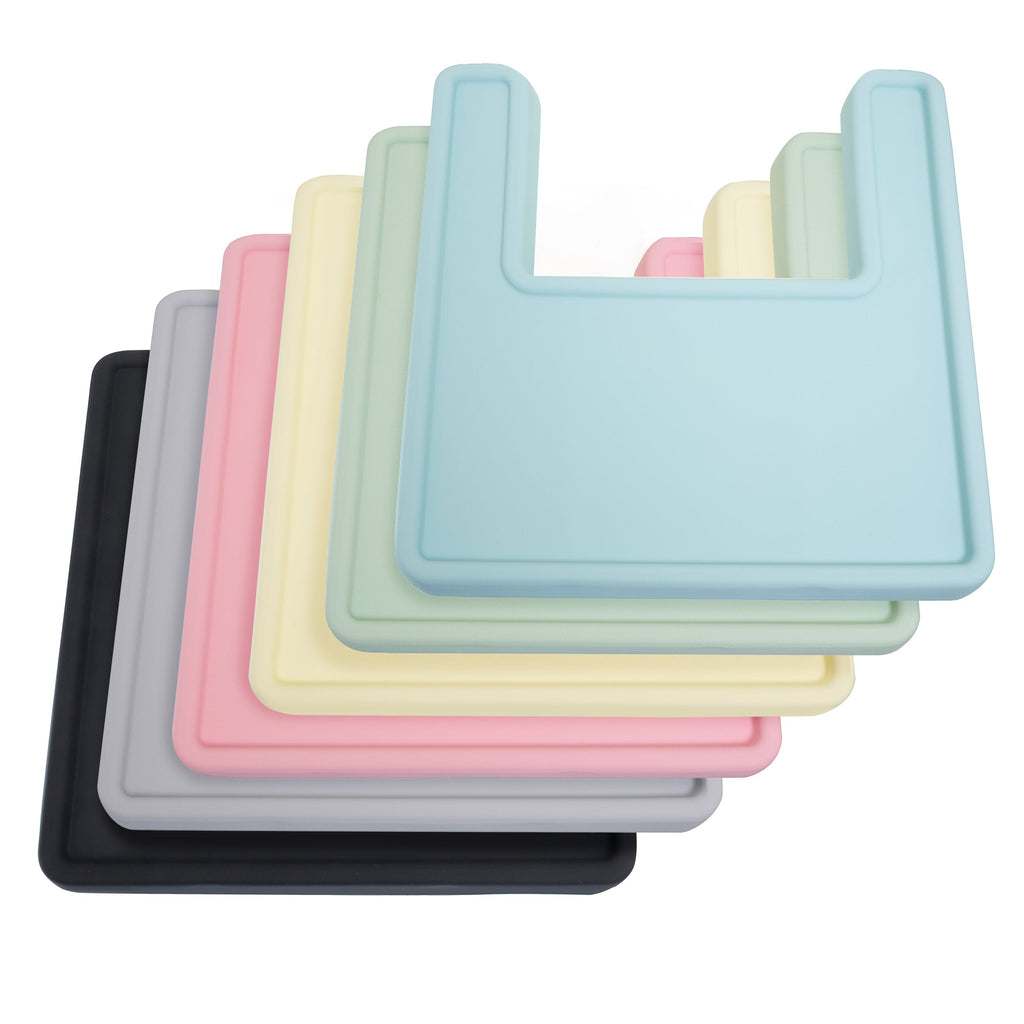 Full color range of Ikea Antilop full coverage placemat covers - blue, green, yellow, pink, grey, and black styles. 