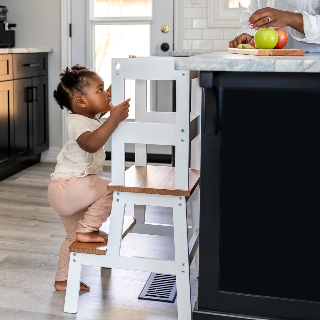 Toddler Stepping Up Montessori Toddler Learning Tower Kitchen Helper to Counter Safely