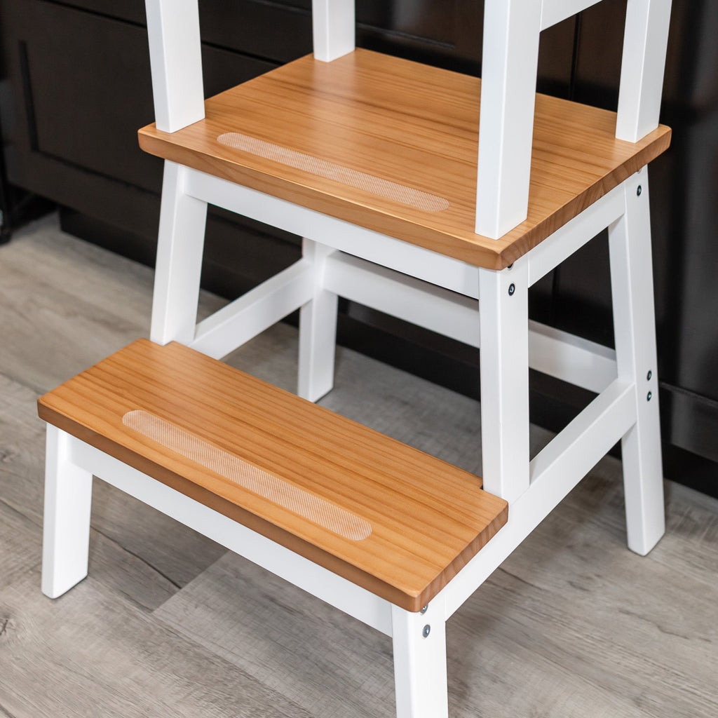 Classic Toddler Montessori Learning Tower, with safety grip adhesive on steps